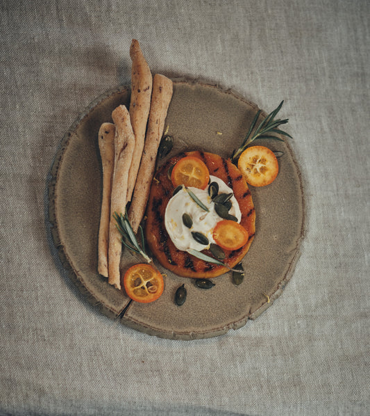 Salada de Abóbora Grelhada, folhas de Espinafre e Veden